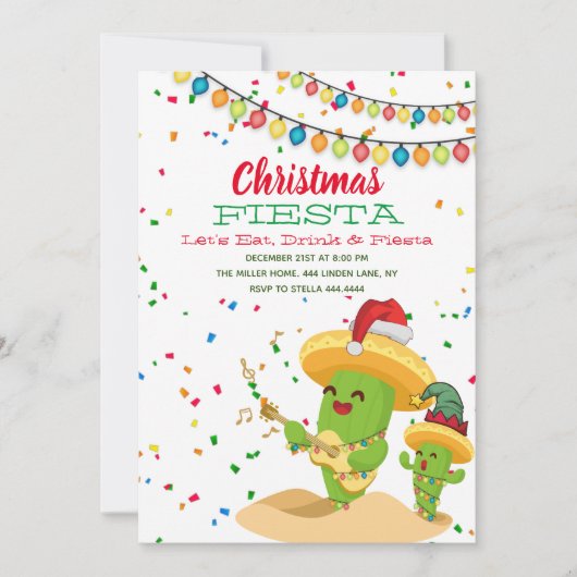 クリスマスフィエスタホリデーパーティー 招待状 (正面)
