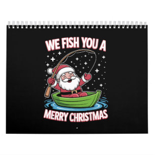 クリスマスフィッシャーマンおもしろい魚釣りクールサンタクロース カレンダー