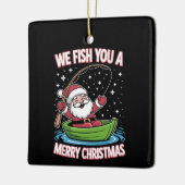 クリスマスフィッシャーマンおもしろい魚釣りクールサンタクロース セラミックオーナメント (左)