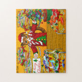 クリスマスフィッシュの屋台の猫 ジグソーパズル (縦)