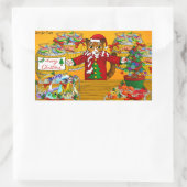 クリスマスフィッシュの屋台の猫 長方形シール (バッグ)