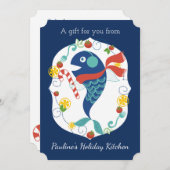 クリスマスフィッシュキャンディーケーンシェフケータリングレストラン シーズンカード (正面/裏面)