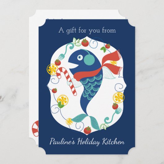 クリスマスフィッシュキャンディーケーンシェフケータリングレストラン シーズンカード (正面/裏面)