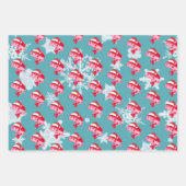 クリスマスフィッシュサンタハットおもしろい魚釣り ラッピングペーパーシート (正面3)