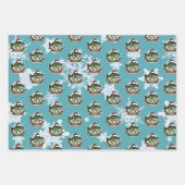 クリスマスフィッシュサンタハットおもしろい魚釣り ラッピングペーパーシート (正面3)