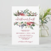 クリスマスフィースト水色ブルゴーニュ&ネイビーフローラ 招待状 (スタンド正面)