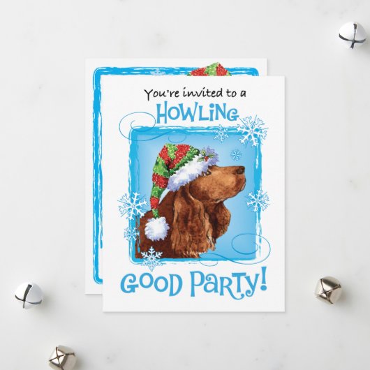 クリスマスフィールドスパニエル犬ホリデー招待状 シーズンカード (正面/裏面インサイチュ)