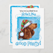 クリスマスフィールドスパニエル犬ホリデー招待状 シーズンカード (正面/裏面)