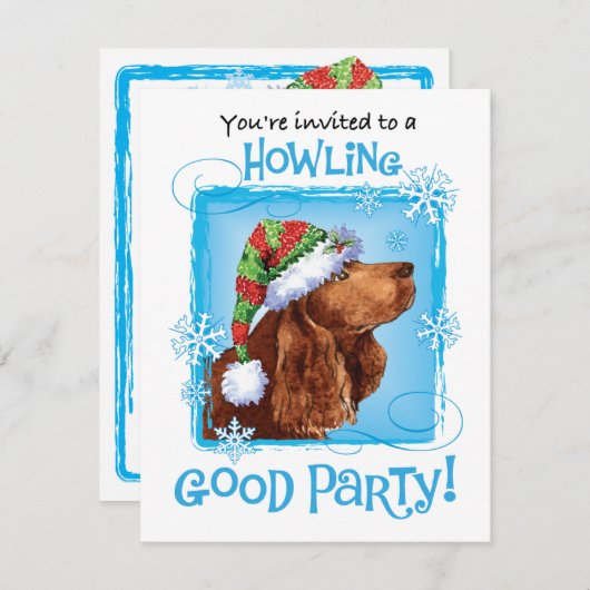 クリスマスフィールドスパニエル犬ホリデー招待状 シーズンカード (正面/裏面)