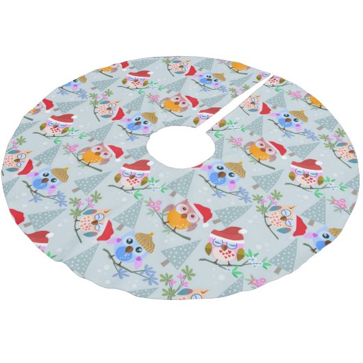 クリスマスフイルズパターン ブラッシュドポリエステルツリースカート (アングル)