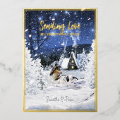 クリスマスフェアリーのお話、トリコラーコリードッグ&ラム –  箔シーズンカード (正面)