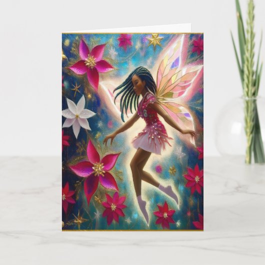 クリスマスフェアリーのコレクション – コーンローズ三つ編み髪 カード (正面)