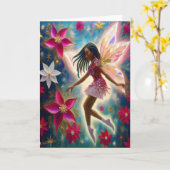 クリスマスフェアリーのコレクション – コーンローズ三つ編み髪 カード (黄色い花)