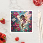 クリスマスフェアリーのコレクション – コーンローズ三つ編み髪 スタンダードカクテルナプキン (インサイチュ)