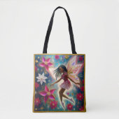 クリスマスフェアリーのコレクション – コーンローズ三つ編み髪 トートバッグ (正面)