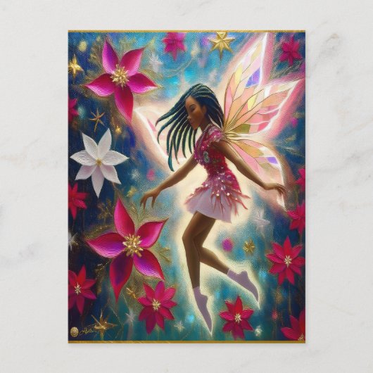 クリスマスフェアリーのコレクション – コーンローズ三つ編み髪 ポストカード (正面)