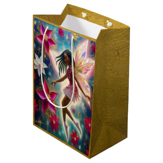 クリスマスフェアリーのコレクション – コーンローズ三つ編み髪 ミディアムペーパーバッグ (裏面アングル)