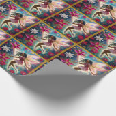 クリスマスフェアリーのコレクション – コーンローズ三つ編み髪 ラッピングペーパー (角)