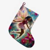 クリスマスフェアリーのコレクション – コーンローズ三つ編み髪 ラージクリスマスストッキング (正面 (吊り時))