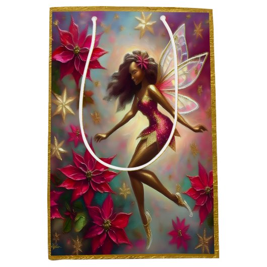 クリスマスフェアリーのコレクション – ブラウンナチュラルヘア ミディアムペーパーバッグ (正面)