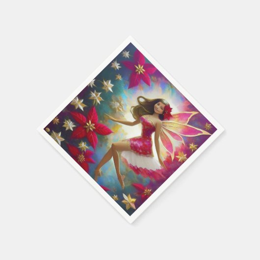 クリスマスフェアリーのコレクション – ライトブラウンヘア スタンダードカクテルナプキン (角)