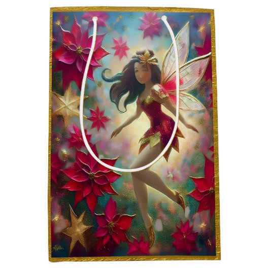 クリスマスフェアリーのコレクション – 中茶色の髪 ミディアムペーパーバッグ (正面)