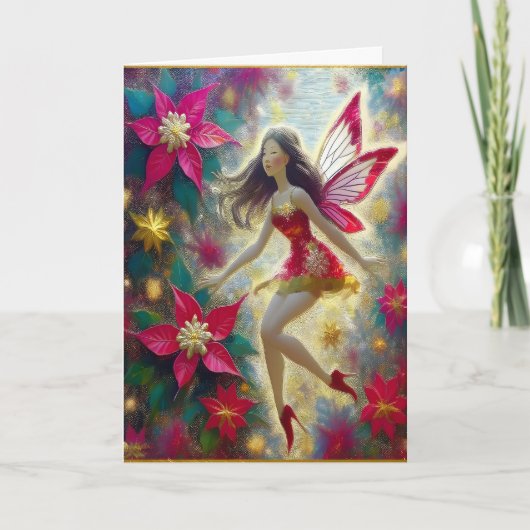 クリスマスフェアリーのコレクション – 濃い茶色の髪 カード (正面)