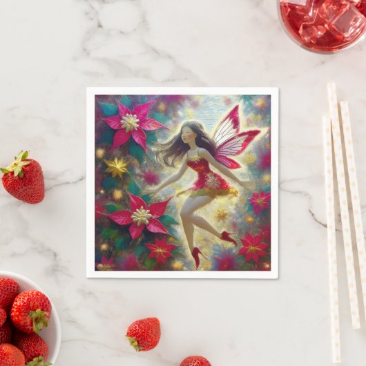 クリスマスフェアリーのコレクション – 濃い茶色の髪 スタンダードカクテルナプキン (インサイチュ)