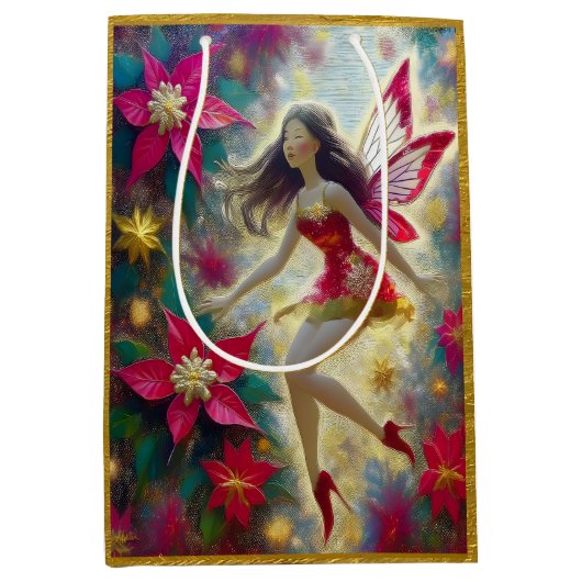 クリスマスフェアリーのコレクション – 濃い茶色の髪 ミディアムペーパーバッグ (正面)