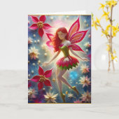 クリスマスフェアリーのコレクション – 赤毛 カード (黄色い花)