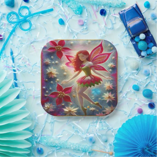 クリスマスフェアリーのコレクション – 赤毛 ペーパープレート (パーティー)