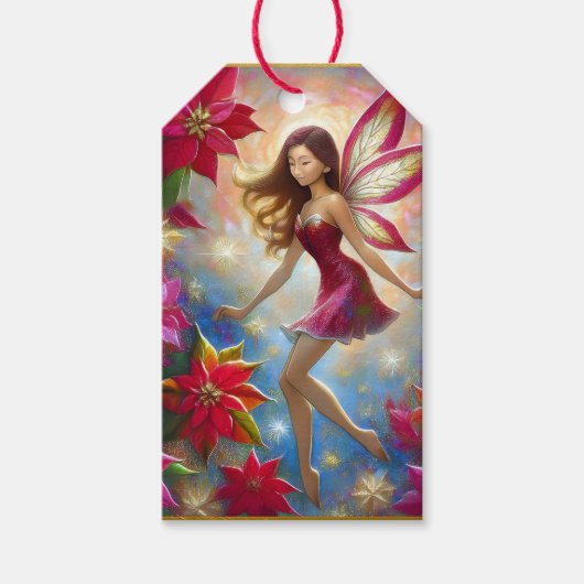 クリスマスフェアリーのコレクション – 赤茶色の髪 ギフトタグ (正面)