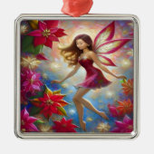 クリスマスフェアリーのコレクション – 赤茶色の髪 メタルオーナメント (正面)