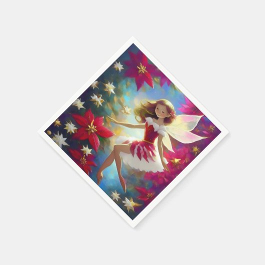 クリスマスフェアリーのコレクション – 銅ジンジャーヘア スタンダードカクテルナプキン (角)