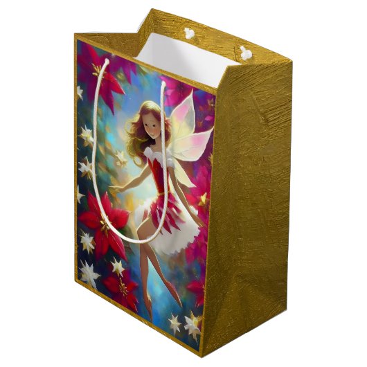 クリスマスフェアリーのコレクション – 銅ジンジャーヘア ミディアムペーパーバッグ (裏面アングル)