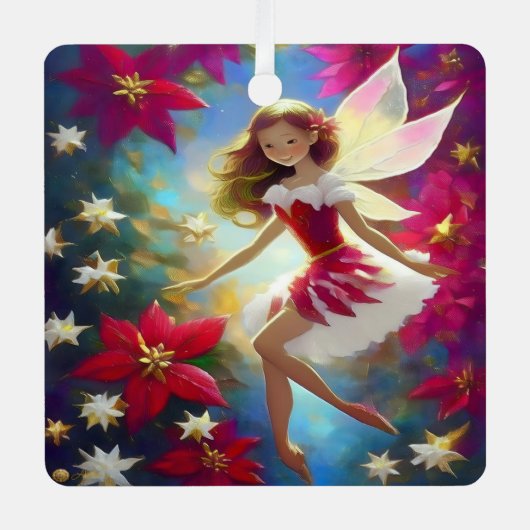 クリスマスフェアリーのコレクション – 銅ジンジャーヘア メタルオーナメント (正面)