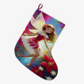 クリスマスフェアリーのコレクション – 銅ジンジャーヘア ラージクリスマスストッキング (正面 (吊り時))