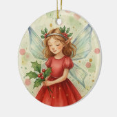 クリスマスフェアリーの水彩画 セラミックオーナメント (左)