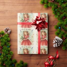 クリスマスフェアリーの水彩画 ラッピングペーパー