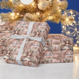 クリスマスフェアリーオンスパークルバラ金ゴールド背景 ラッピングペーパー
