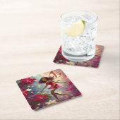 クリスマスフェアリーコレクションプラムティントナチュラルヘア スクエアペーパーコースター (インサイチュ)