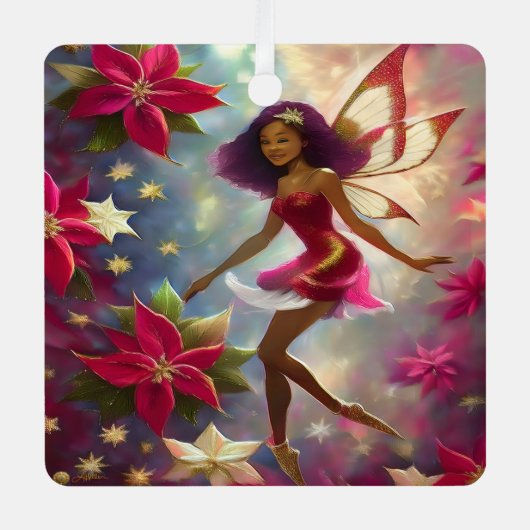 クリスマスフェアリーコレクションプラムティントナチュラルヘア メタルオーナメント (正面)