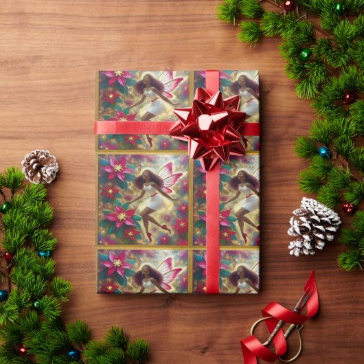 クリスマスフェアリーコレクション – オーバーンナチュラルヘア ラッピングペーパー (クリスマスギフト)