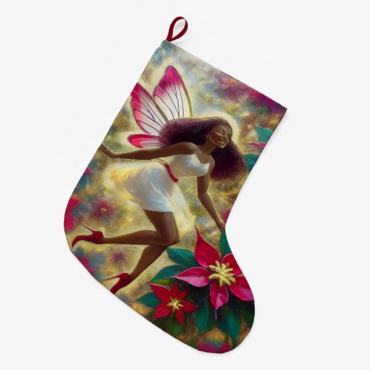 クリスマスフェアリーコレクション – オーバーンナチュラルヘア ラージクリスマスストッキング (正面 (吊り時))