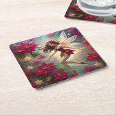 クリスマスフェアリーコレクション – オーバーンヘア スクエアペーパーコースター (アングル)