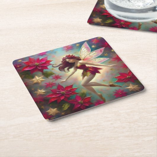 クリスマスフェアリーコレクション – オーバーンヘア スクエアペーパーコースター (アングル)
