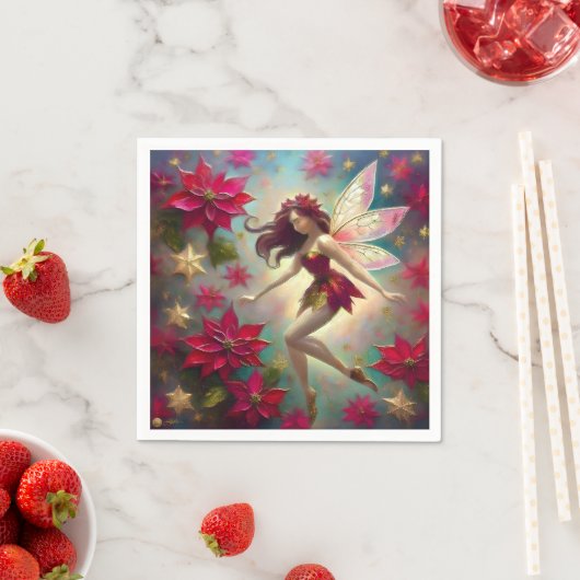 クリスマスフェアリーコレクション – オーバーンヘア スタンダードカクテルナプキン (インサイチュ)