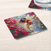 クリスマスフェアリーコレクション – ストレートプラムヘア スクエアペーパーコースター (アングル)