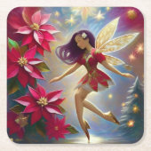 クリスマスフェアリーコレクション – ストレートプラムヘア スクエアペーパーコースター (正面)