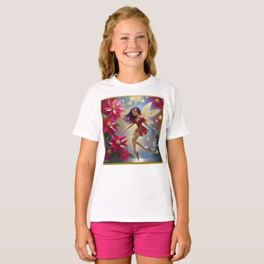 クリスマスフェアリーコレクション – ストレートプラムヘア Tシャツ (正面フル)